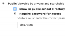 Require password for access checkbox selected with field to choose password