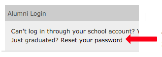 Screenshot showing Reset your password link