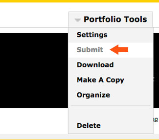 portfolio tools > submit, to submit assignments
